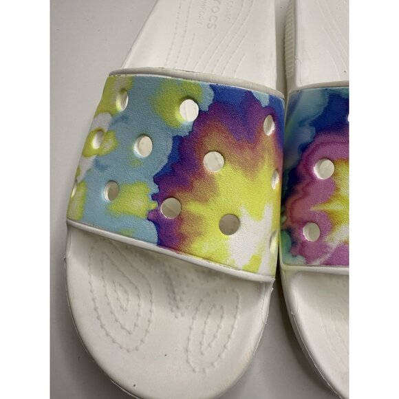 Crocs Classic Tie dye Graphic Slide Women's 8 Mens 10 Sandal Slip On Shoes - Picture 5 of 11